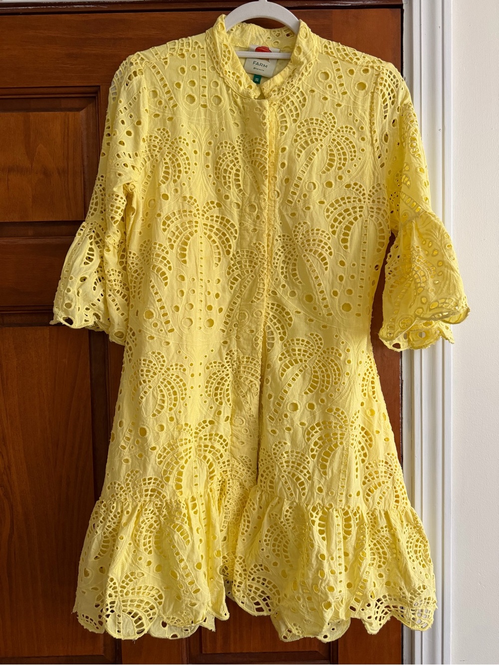 FARM Rio Lemon Eyelet Cotton Top - Picture 2 of 5